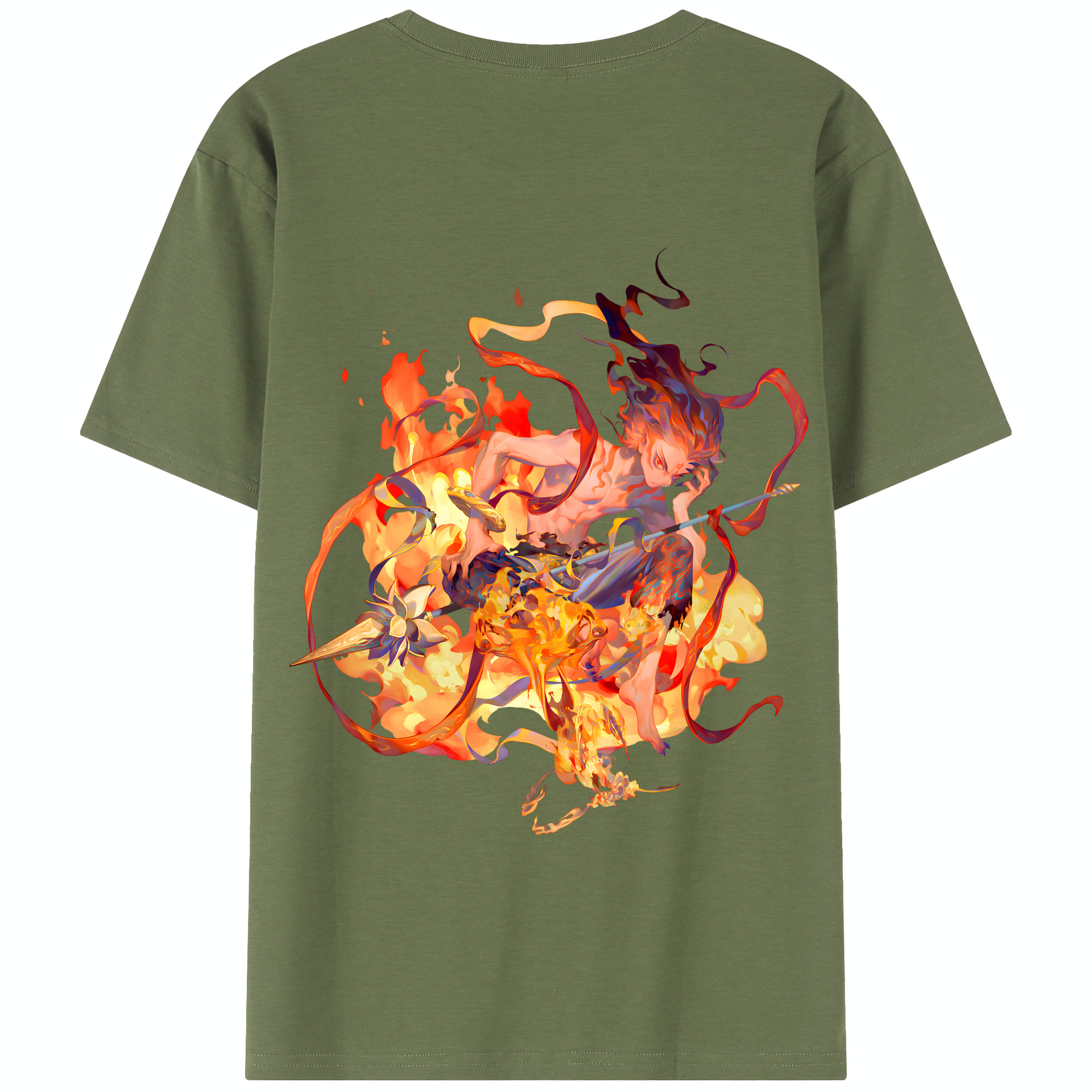 （画像用） Ne Zha 2 ナタ 魔童の大暴れ 綿100％半袖Tシャツ（背面プリント）